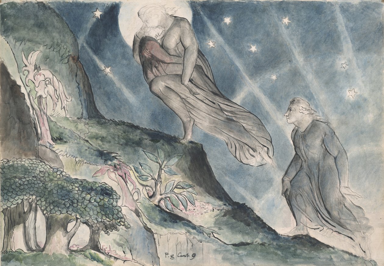 Lucia che porta Dante nel sonno, illustrazione alla Divina Commedia di Dante Alighieri, 1824-27 da William Blake