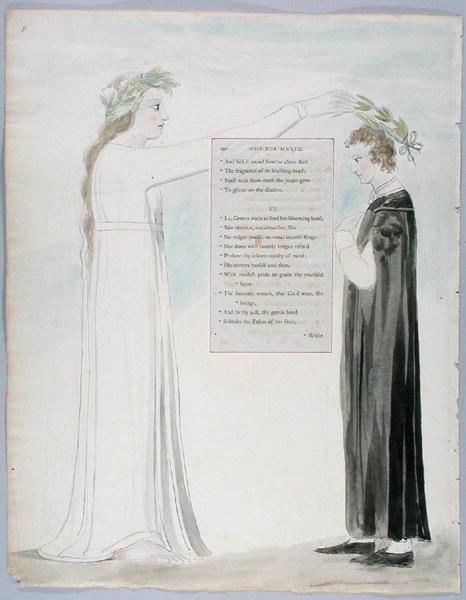 Ode per la musica, design 100 da Le poesie di Thomas Gray, 1797-98 da William Blake
