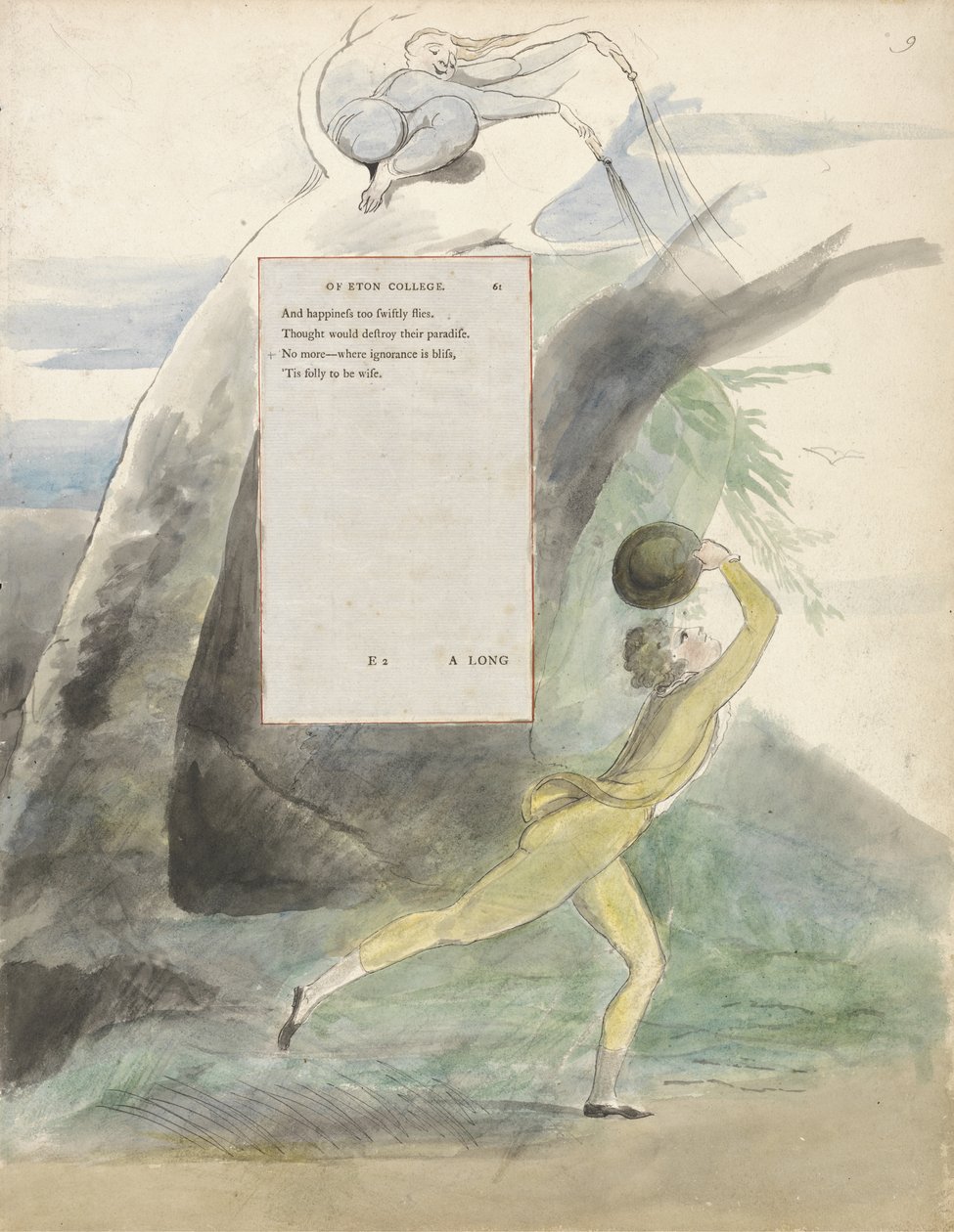 Ode su una prospettiva lontana del Eton College, design 21 per Le poesie di Thomas Gray, 1797-98 da William Blake