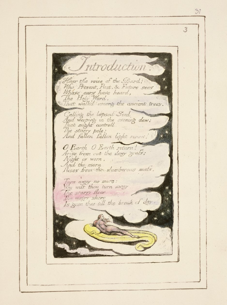 Introduzione a Songs of Experience: lastra 31 da Songs of Innocence and of Experience (copia R) c.1802-08 da William Blake