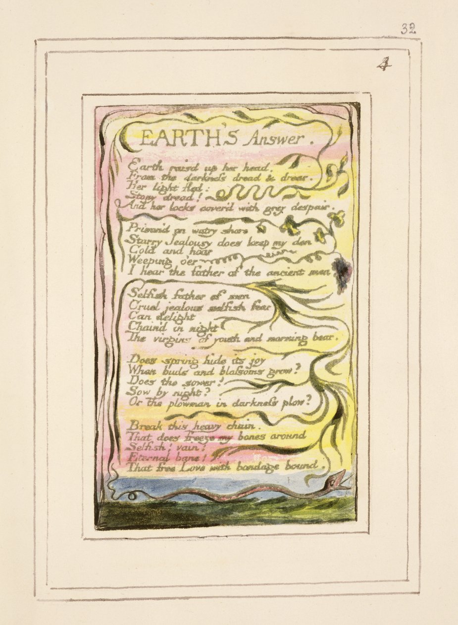 P.124-1950.pt32 La risposta della Terra: tavola 32 da Songs of Innocence and of Experience (copia R) c.1802-08 da William Blake