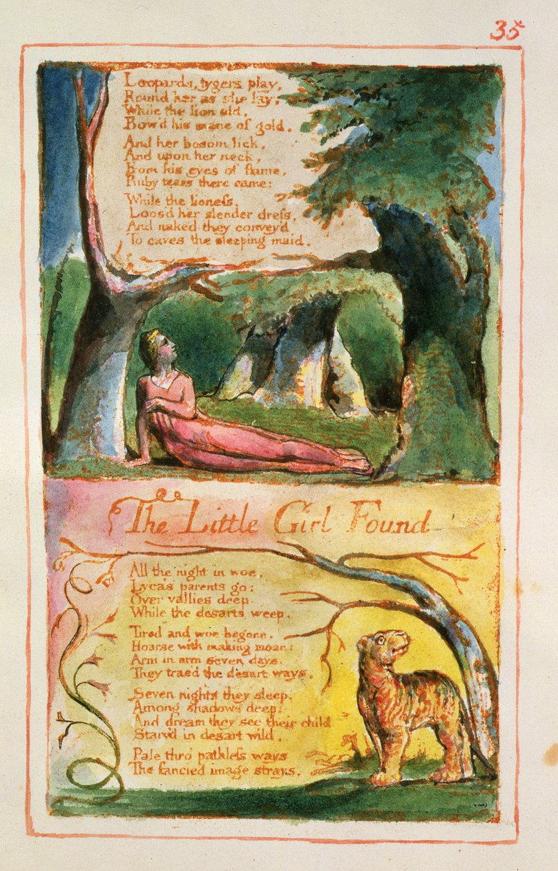 La bambina trovata: tavola 35 da Songs of Innocence and of Experience (copia AA) c.1815-26 da William Blake