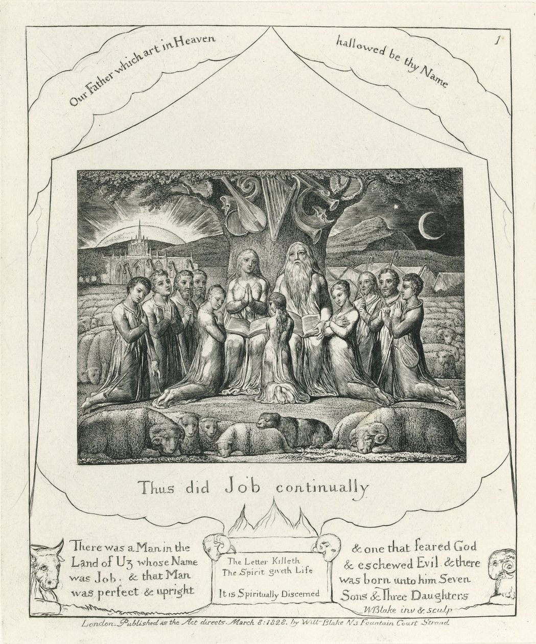 Tavola 1, Giobbe e la sua famiglia, illustrazione dal 