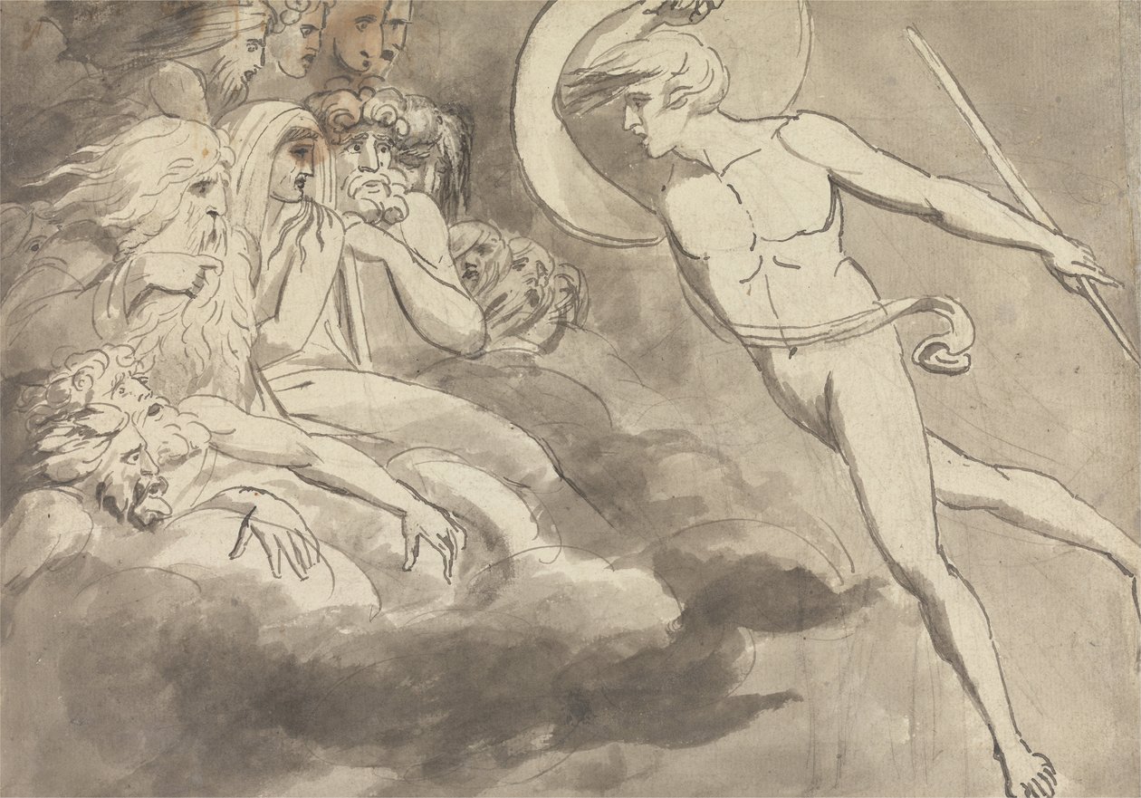 Satana si avvicina alla corte del caos da William Blake