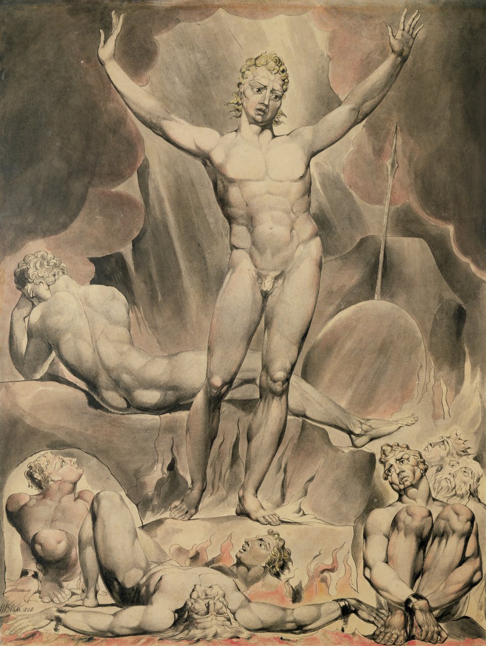 Satana che risveglia gli angeli ribelli, 1808 da William Blake