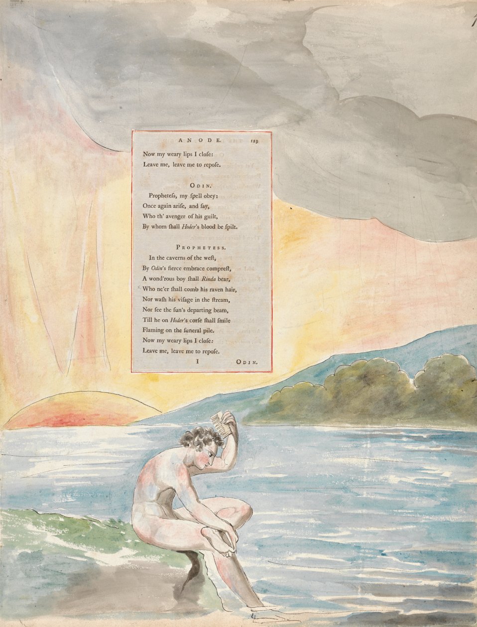 La Discesa di Odino, disegno 83 da Le Poesie di Thomas Gray, 1797-98 da William Blake