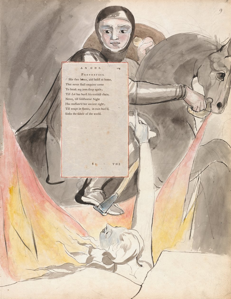 La Discesa di Odino, disegno 85 da Le Poesie di Thomas Gray, 1797-98 da William Blake