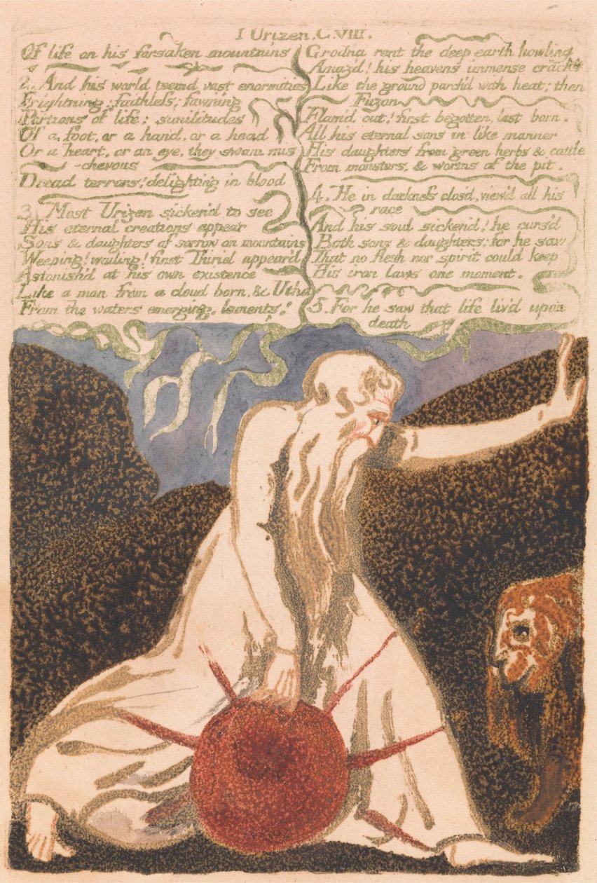 Il Primo Libro di Urizen, Tavola 20, Delle Montagne Abbandonate dalla Vita . . . . (Bentley 23) da William Blake
