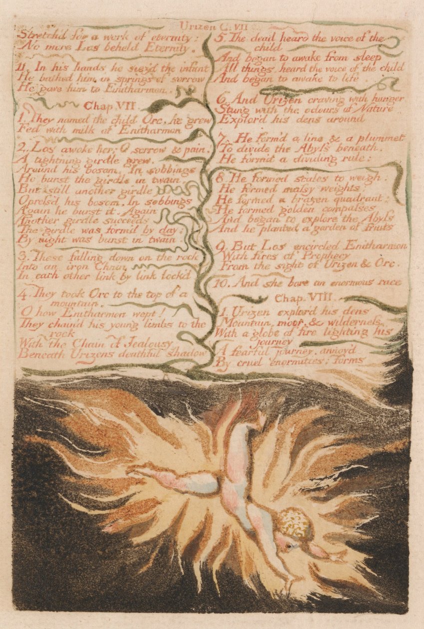 Il Primo Libro di Urizen, Tavola 22, Disteso per un