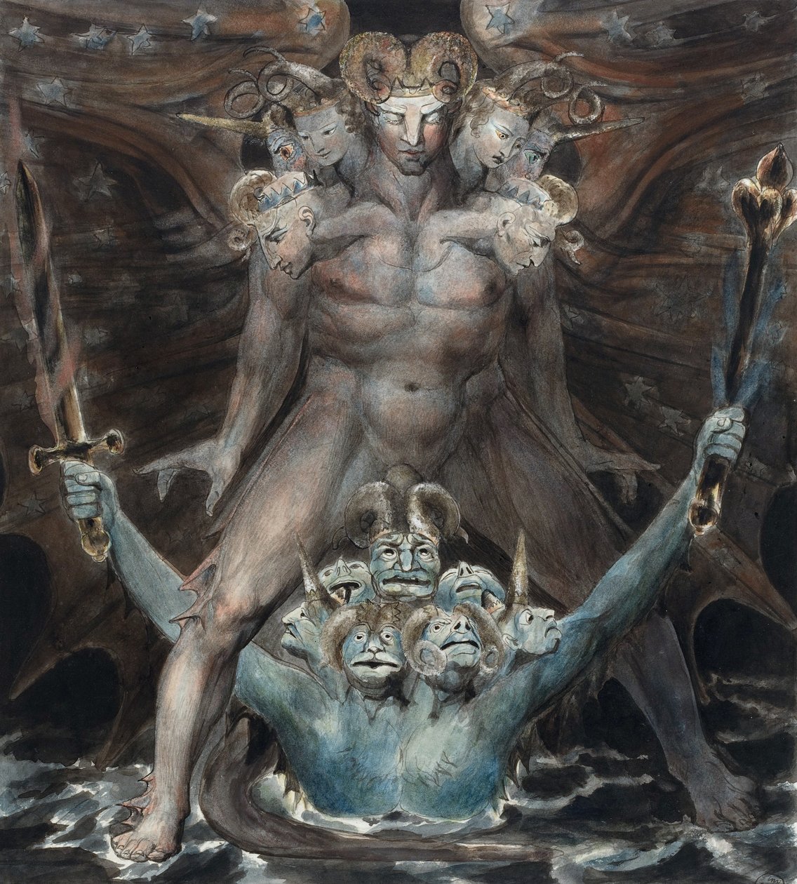 Il grande drago rosso e la bestia dal mare da William Blake