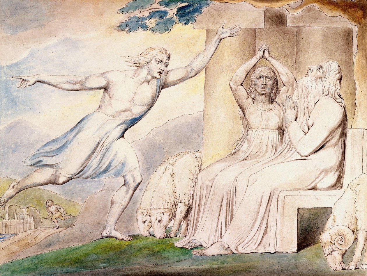 I messaggeri raccontano a Giobbe delle sue disgrazie da William Blake