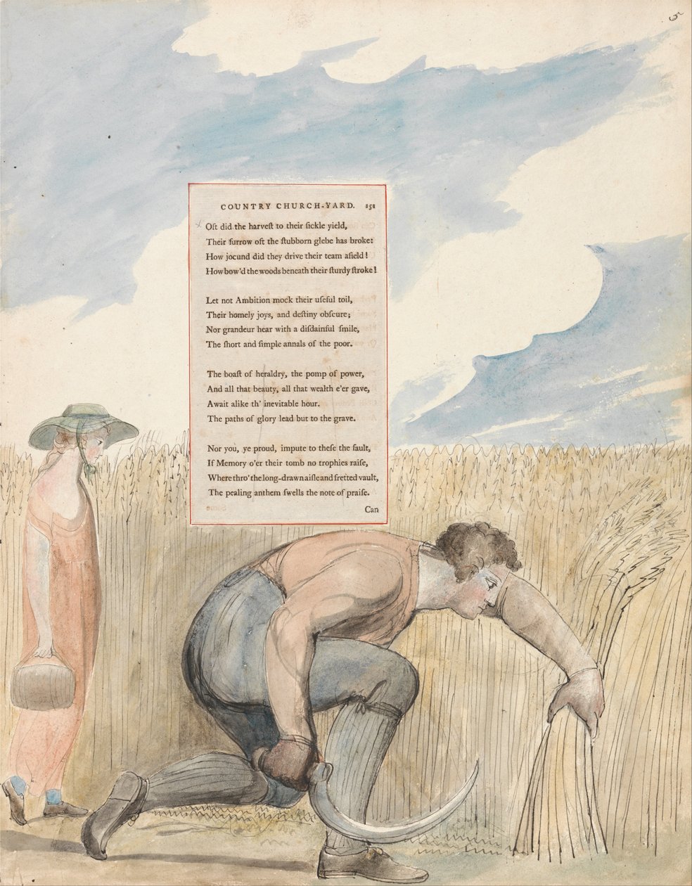 Le Poesie di Thomas Gray, Disegno 109, Elegia Scritta in un Cimitero di Campagna da William Blake