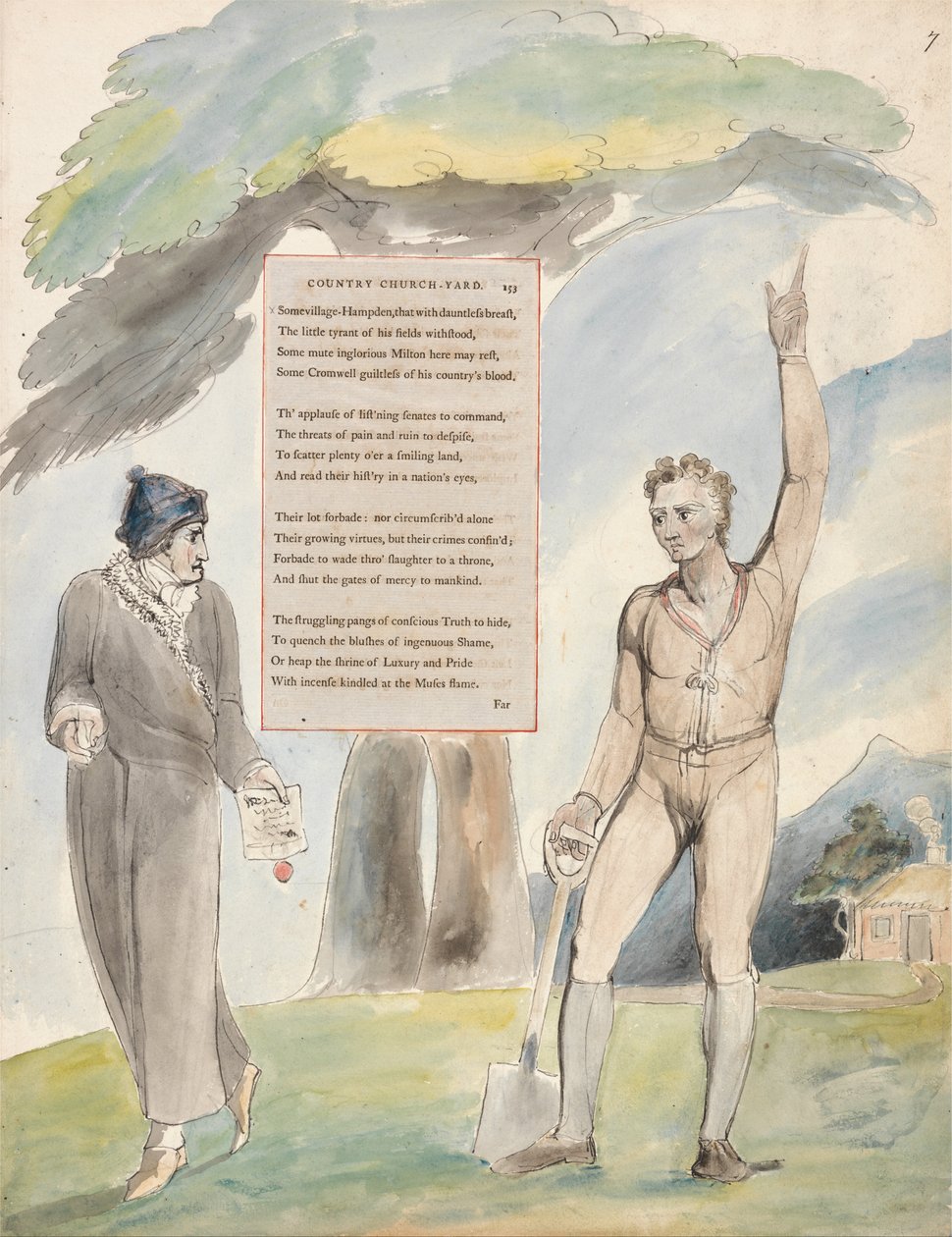 Le Poesie di Thomas Gray, Disegno 111, Elegia Scritta in un Cimitero di Campagna da William Blake