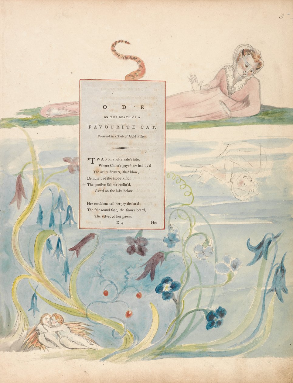 Le poesie di Thomas Gray, Disegno 9, Ode sulla morte di un gatto preferito da William Blake