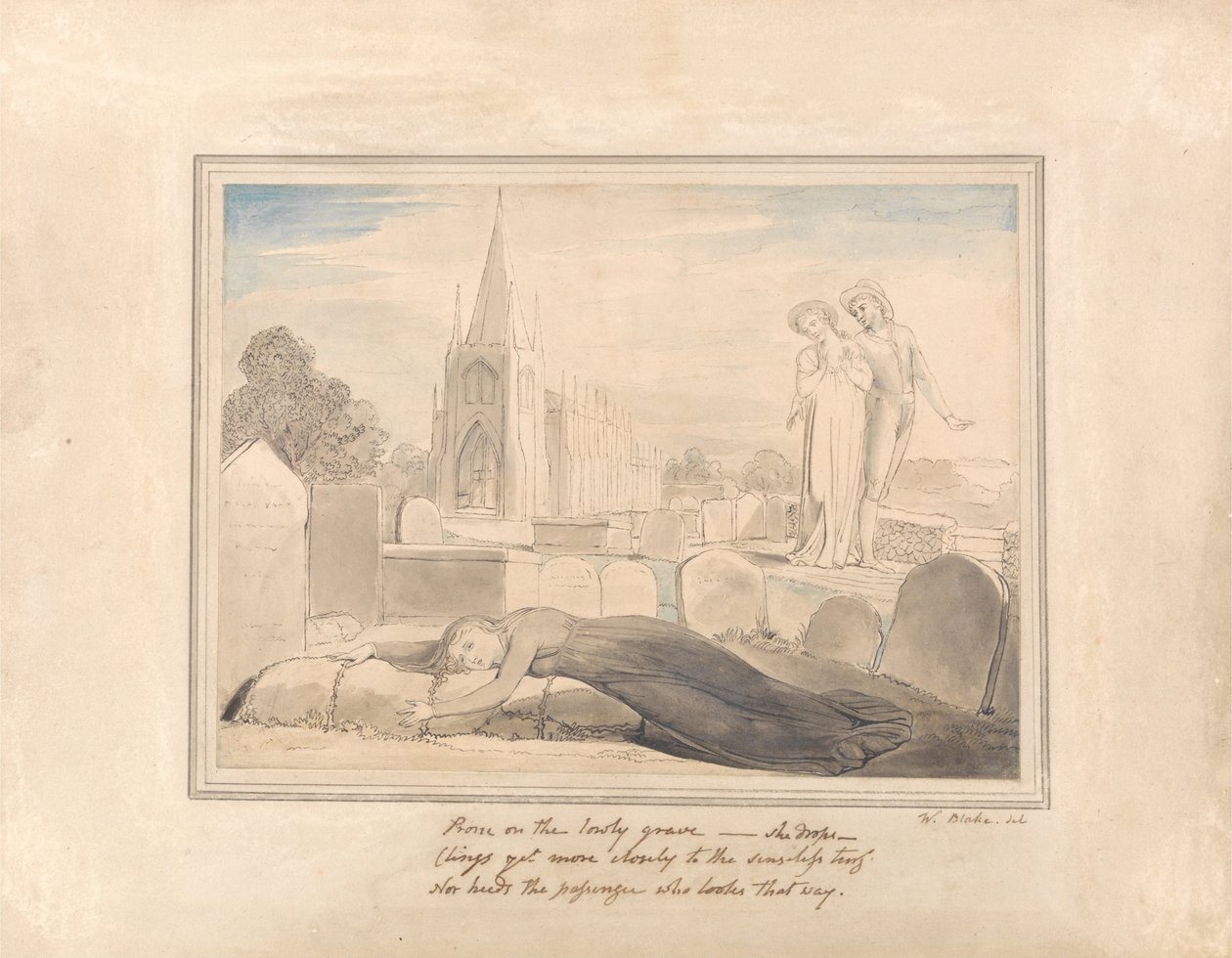 La Vedova che Abbraccia la Tomba del Marito da William Blake