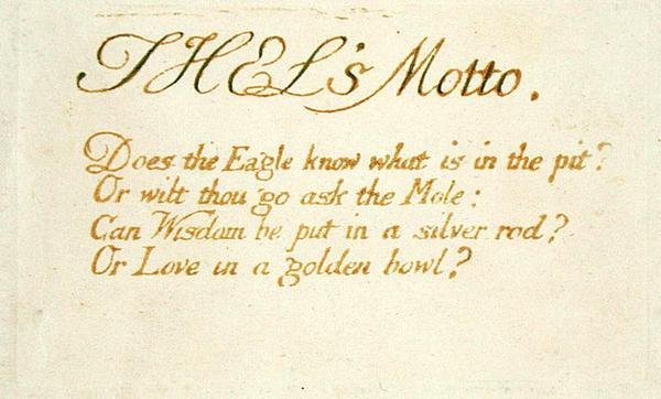 Il motto di Thel..., tavola 1 da The Book of Thel, 1789 da William Blake