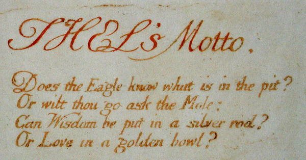 Il motto di Thel..., tavola 1 da The Book of Thel, 1789 da William Blake
