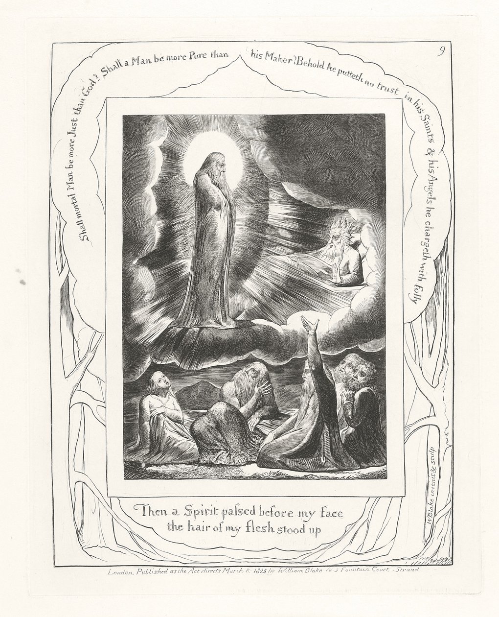Poi uno spirito passò davanti al mio volto, i capelli della mia carne si rizzarono, 1825 da William Blake