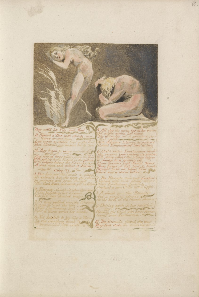 La chiamavano Pietà e fuggirono..., tavola 19 da Il primo libro di Urizen, 1794 da William Blake