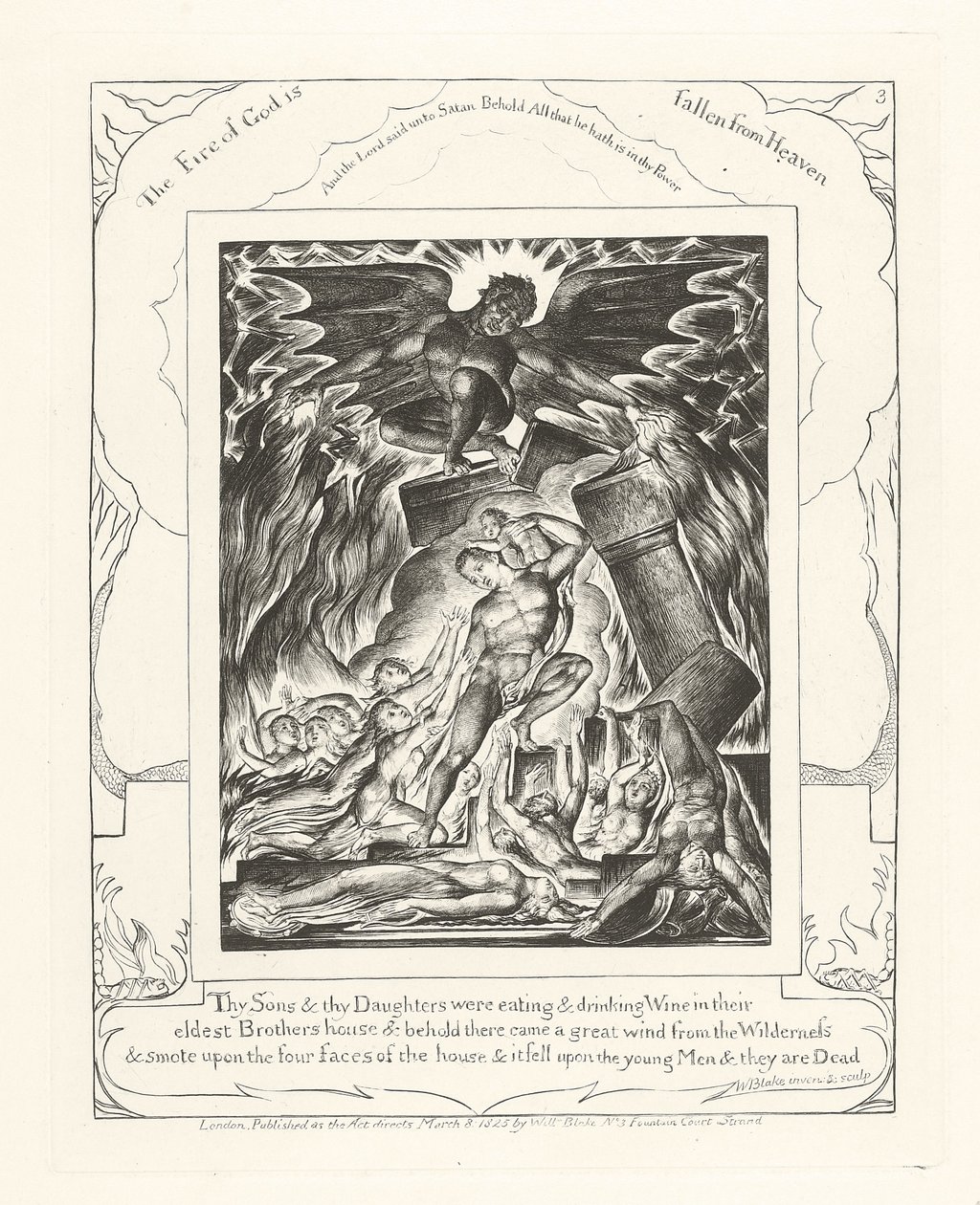 I tuoi figli e le tue figlie stavano mangiando e bevendo vino, 1825 da William Blake