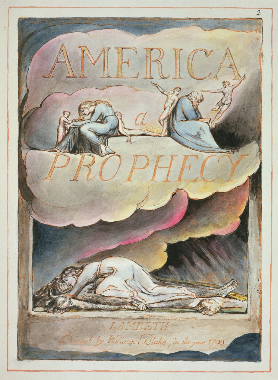 Pagina del Titolo di America, a Prophecy, 1793 da William Blake