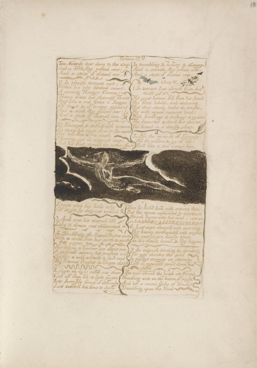 Due narici piegate verso il profondo..., tavola 16 da Il primo libro di Urizen, 1794 da William Blake