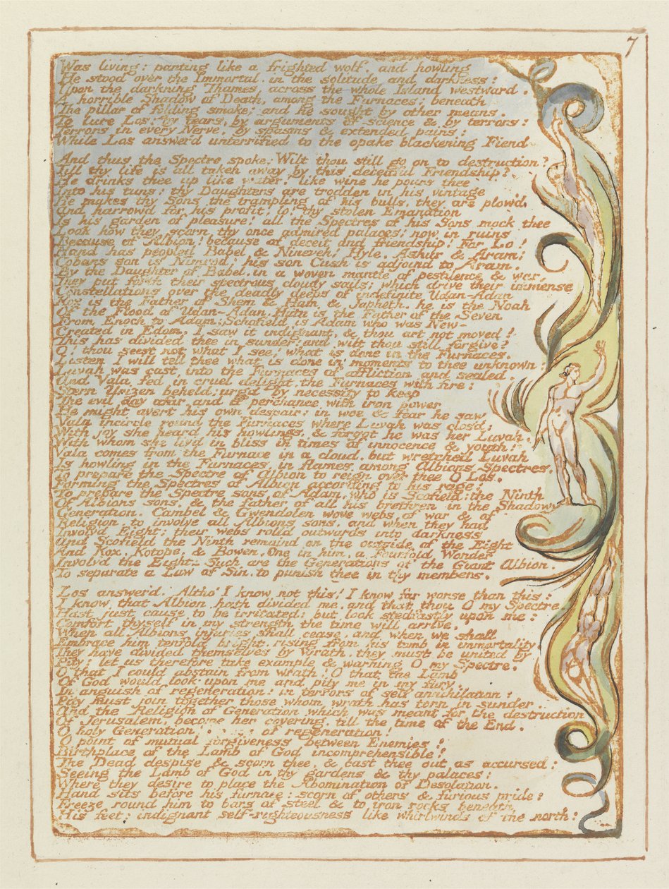 Era vivo: ansimante..., tavola 7 da Gerusalemme, 1804-20 da William Blake