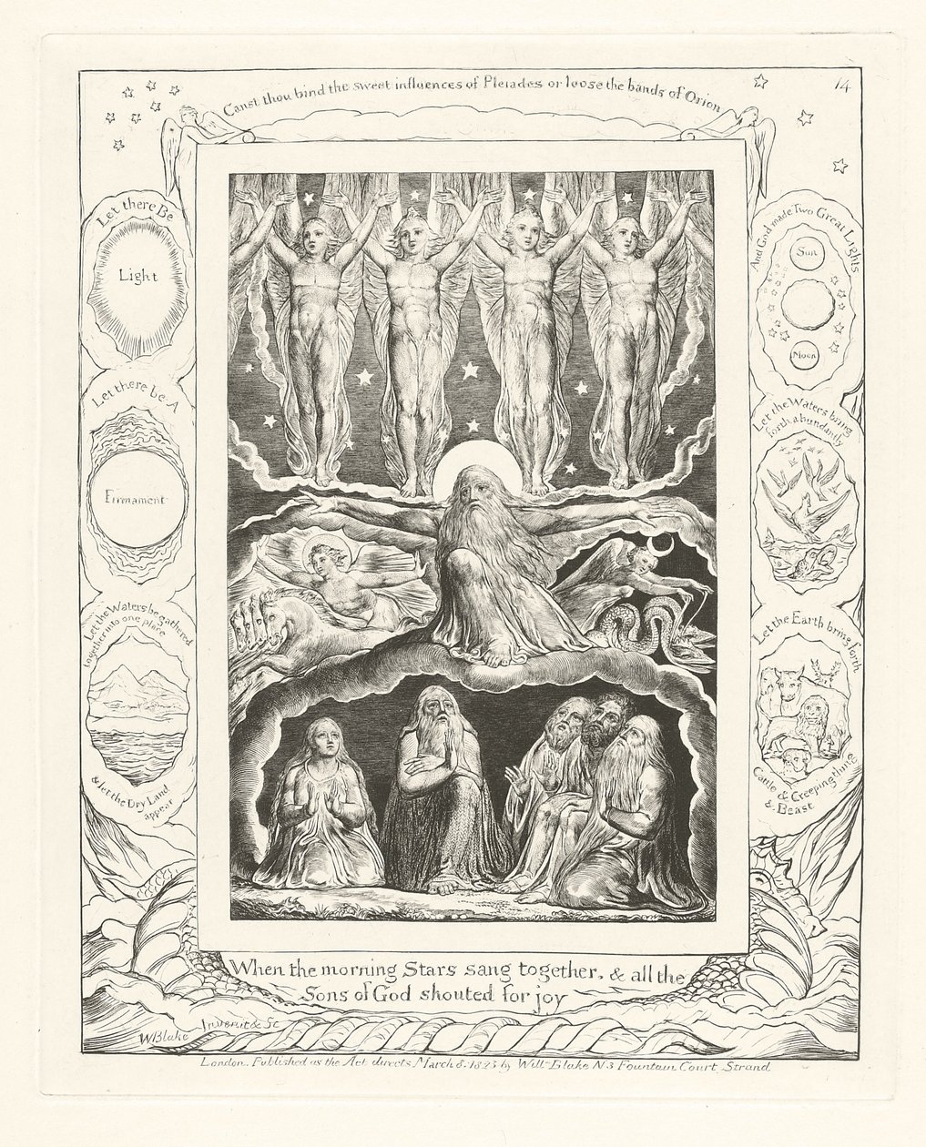 Quando le stelle del mattino cantavano insieme e tutti i figli di Dio gridavano di gioia, 1825 da William Blake