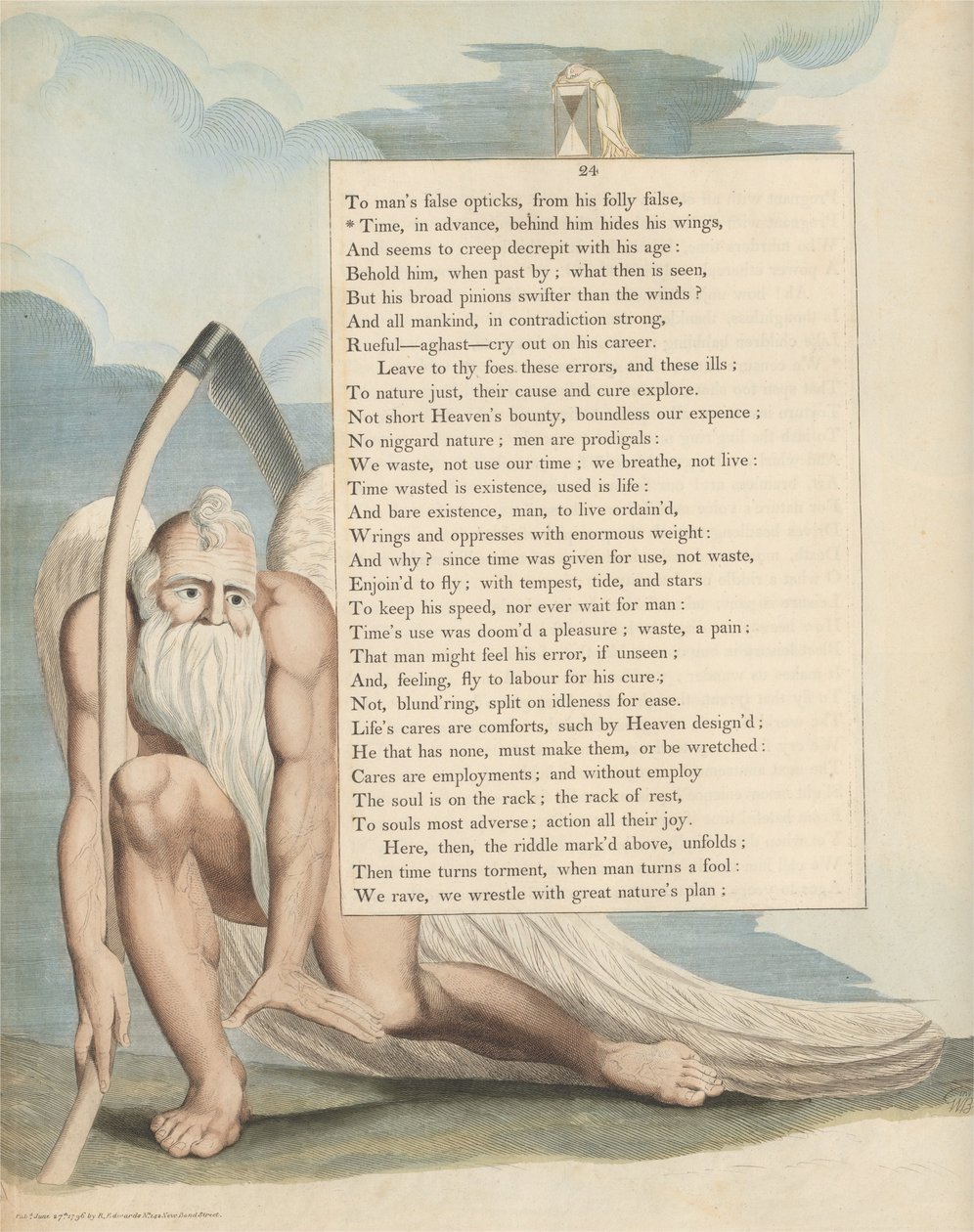 Pensieri notturni di Young, Pagina 24, Il tempo, in anticipo, nasconde le sue ali dietro di sé da William Blake
