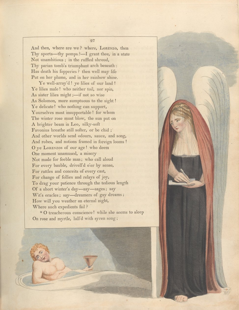 Pensieri notturni di Young, Pagina 27, O coscienza traditrice! da William Blake