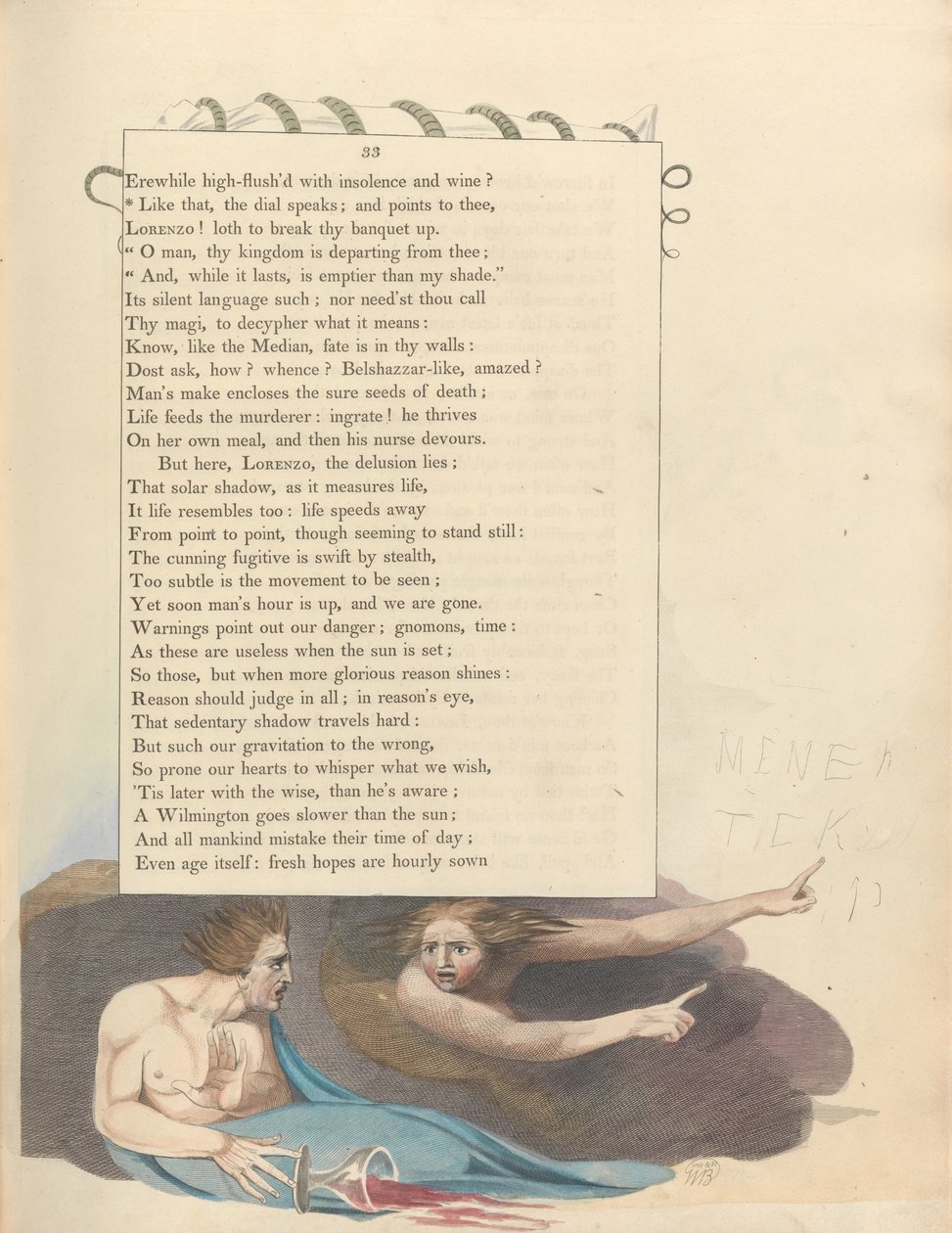Pensieri notturni di Young, Pagina 33, Come quello, il quadrante parla; e punta a te da William Blake