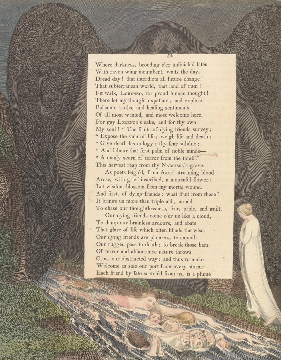 Pensieri notturni di Young, Pagina 54, La valle della morte! quella valle cimmeriana silenziosa da William Blake