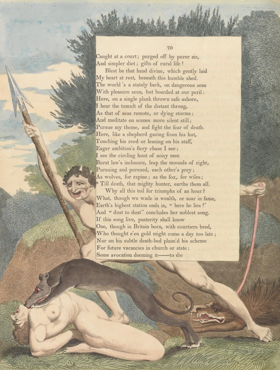 Pensieri notturni di Young, Pagina 70, Fino alla morte, quel cacciatore potente, li seppellisce tutti da William Blake