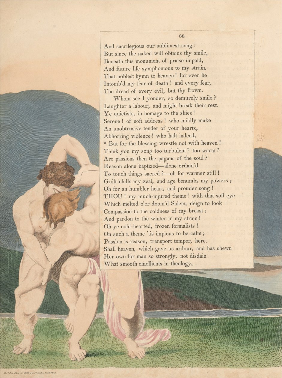 Pensieri Notturni di Young, Pagina 88, Ma per la Benedizione Non Lottare con il Cielo da William Blake