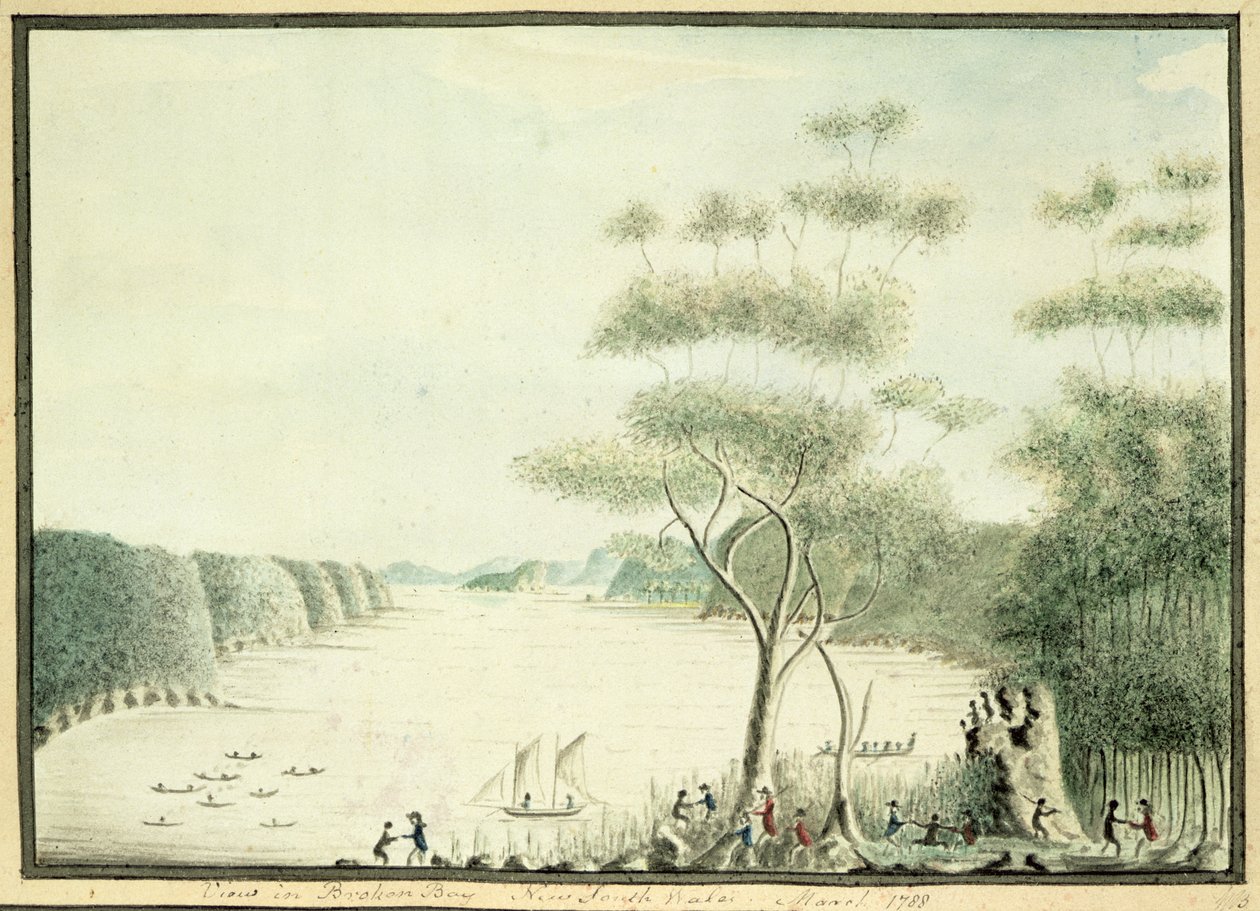 Veduta di Broken Bay, Nuovo Galles del Sud, 1788 da William Bradley