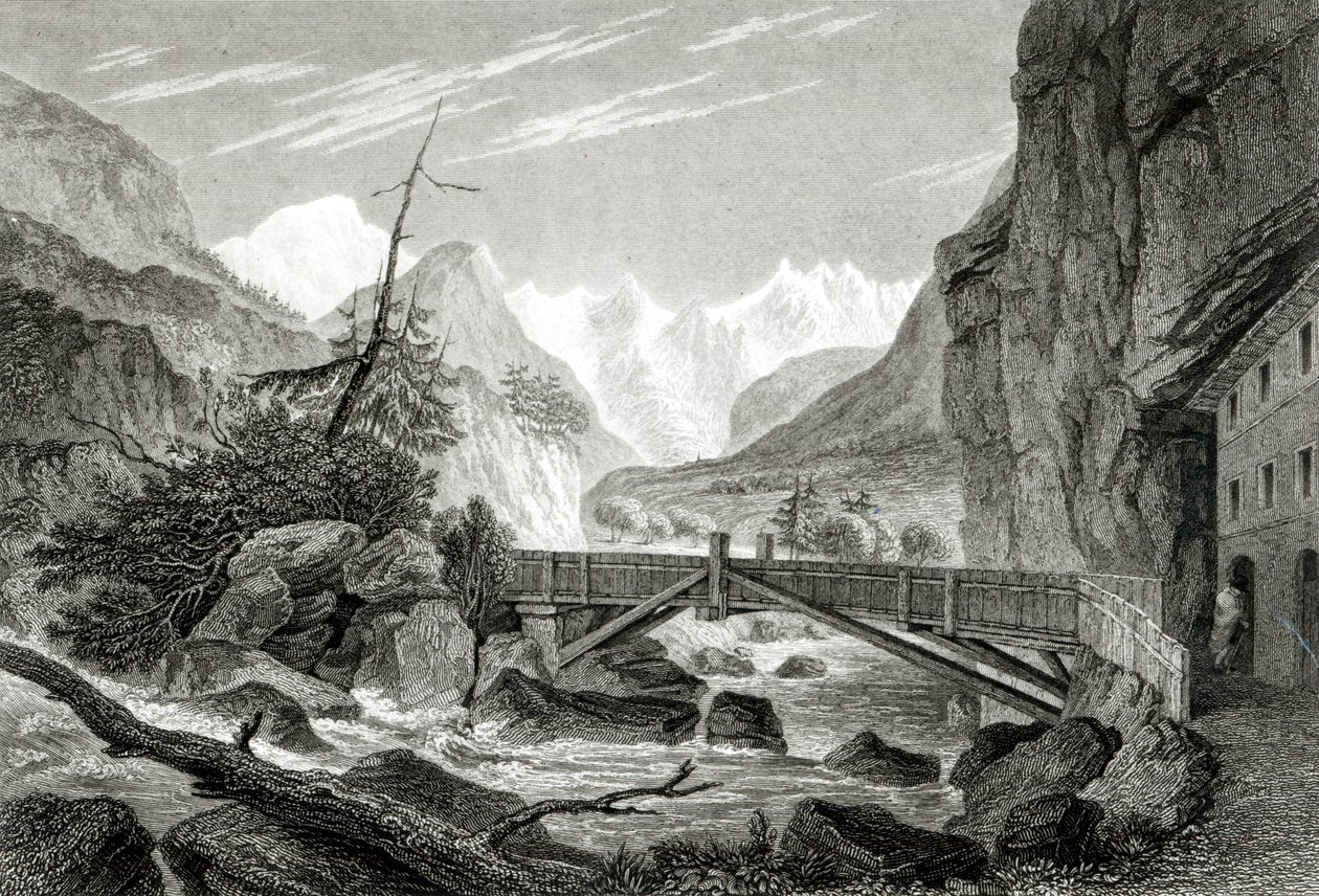 Mont Blanc dalle terme di St. Didier, inciso da C. Westwood da William Brockedon