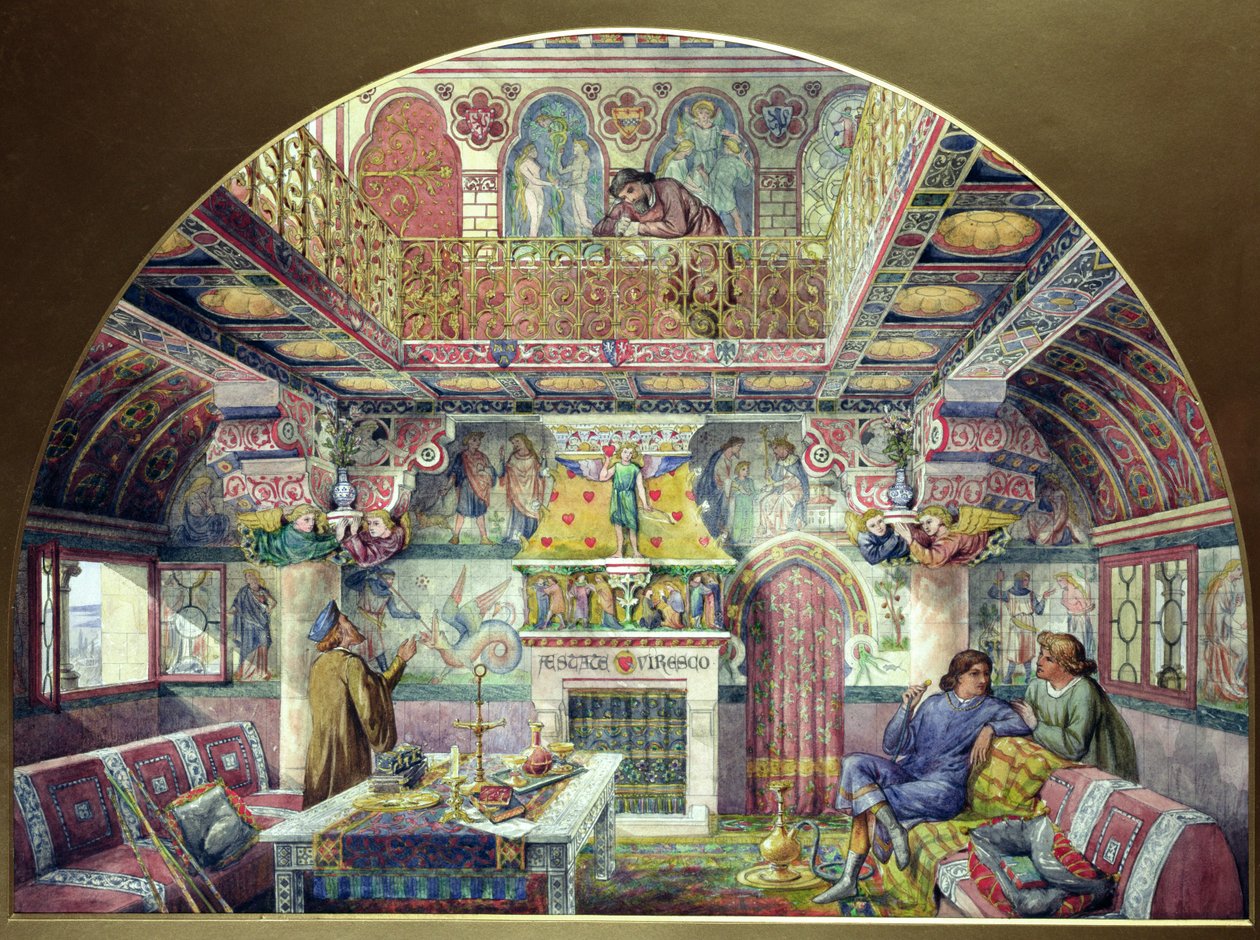 Progetto per la decorazione della sala fumatori estiva al Castello di Cardiff, 1870 da William Burges