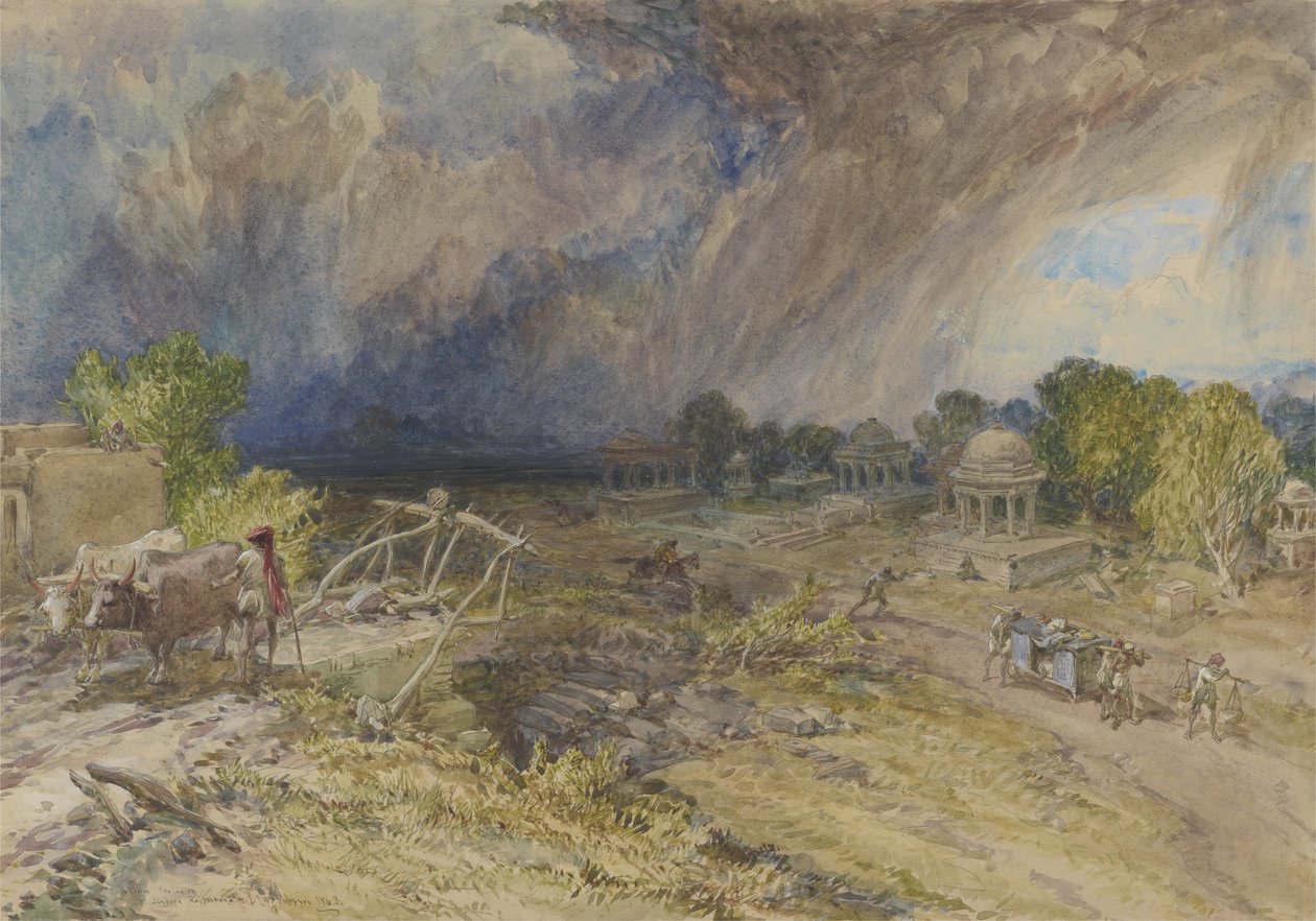 Tempesta di polvere in arrivo, vicino a Jaipur Rajputana, 1863 da William Crimea Simpson