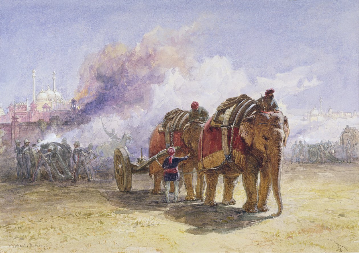 Batteria di elefanti, 1864 da William Crimea Simpson