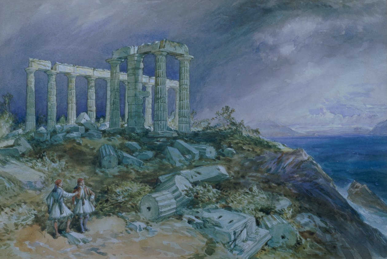 Il Tempio di Poseidone, Sunium da William Crimea Simpson