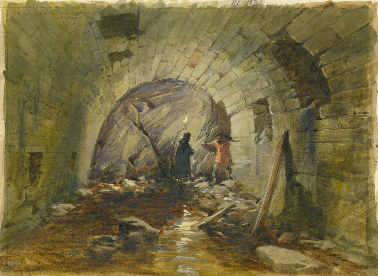 Tunnel sotto la Via Dolorosa, Gerusalemme, 1869 da William Crimea Simpson