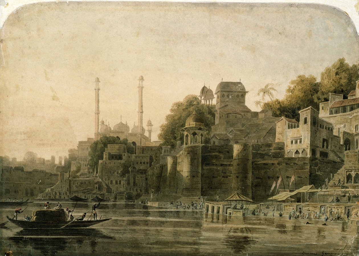 Scena di balneazione al ghat sul Gange da William Daniell