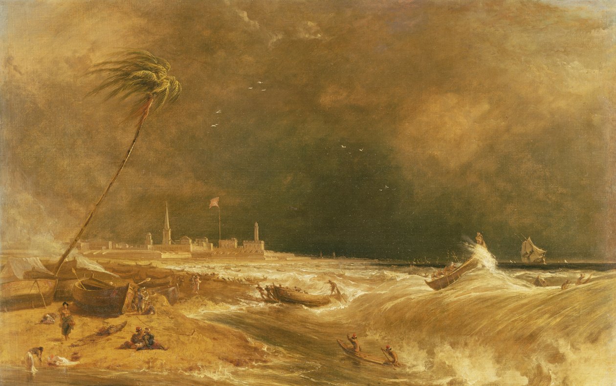 Madras, o Forte St. George, nella Baia del Bengala - Una Tempesta in Allontanamento, 1833 da William Daniell