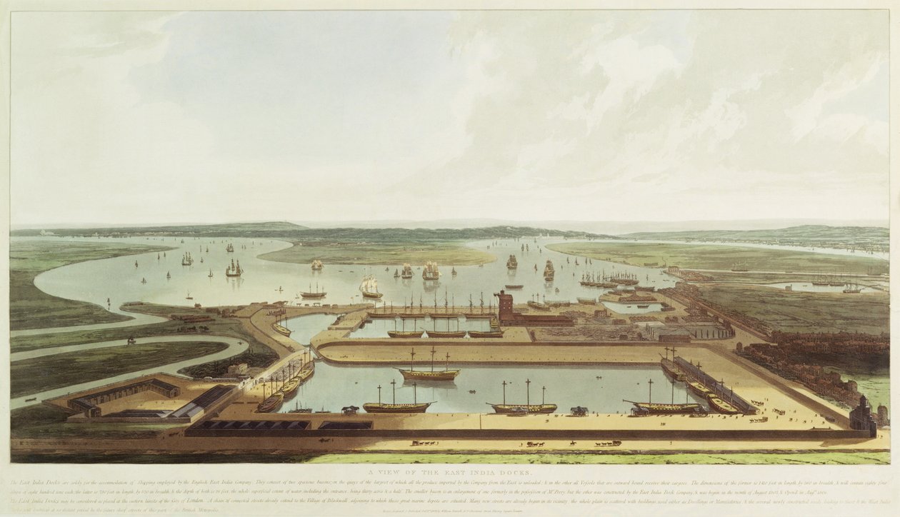 Nuovo molo, Wapping, 1808 da William Daniell