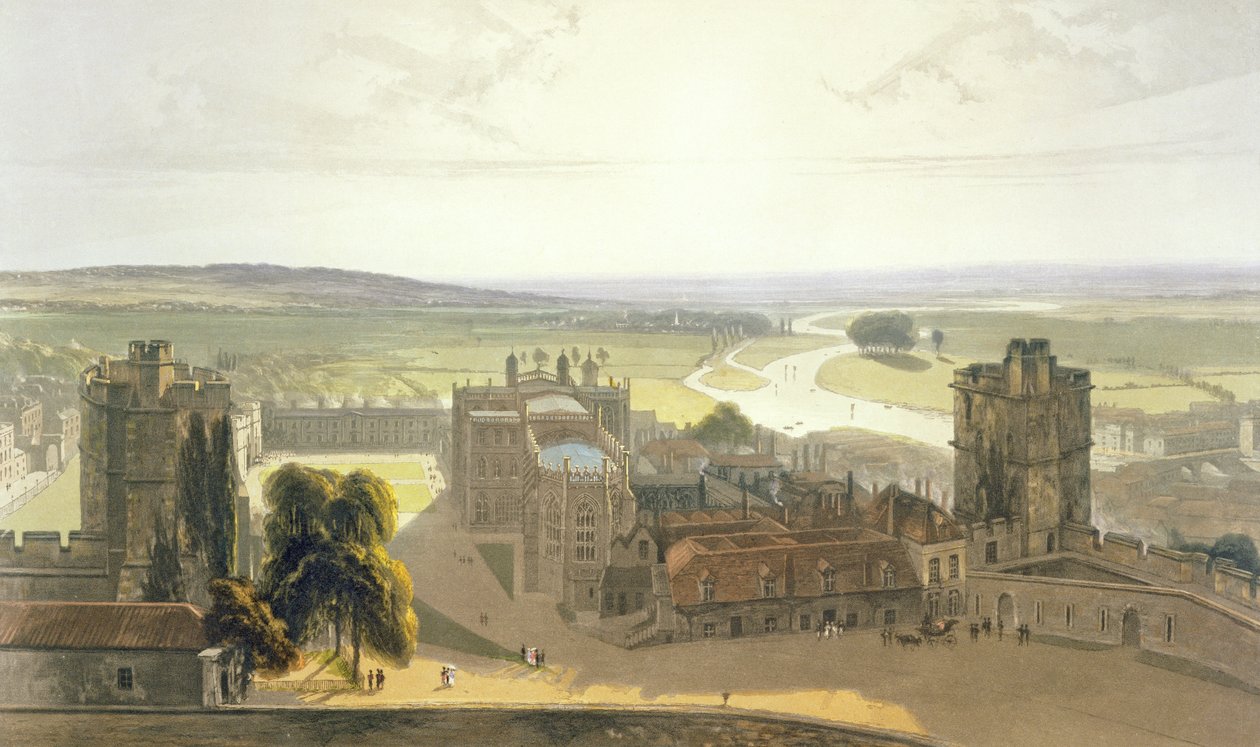 Castello di Windsor, da una raccolta di vedute di Windsor, Eton e Virginia Water, c.1825-30 da William Daniell