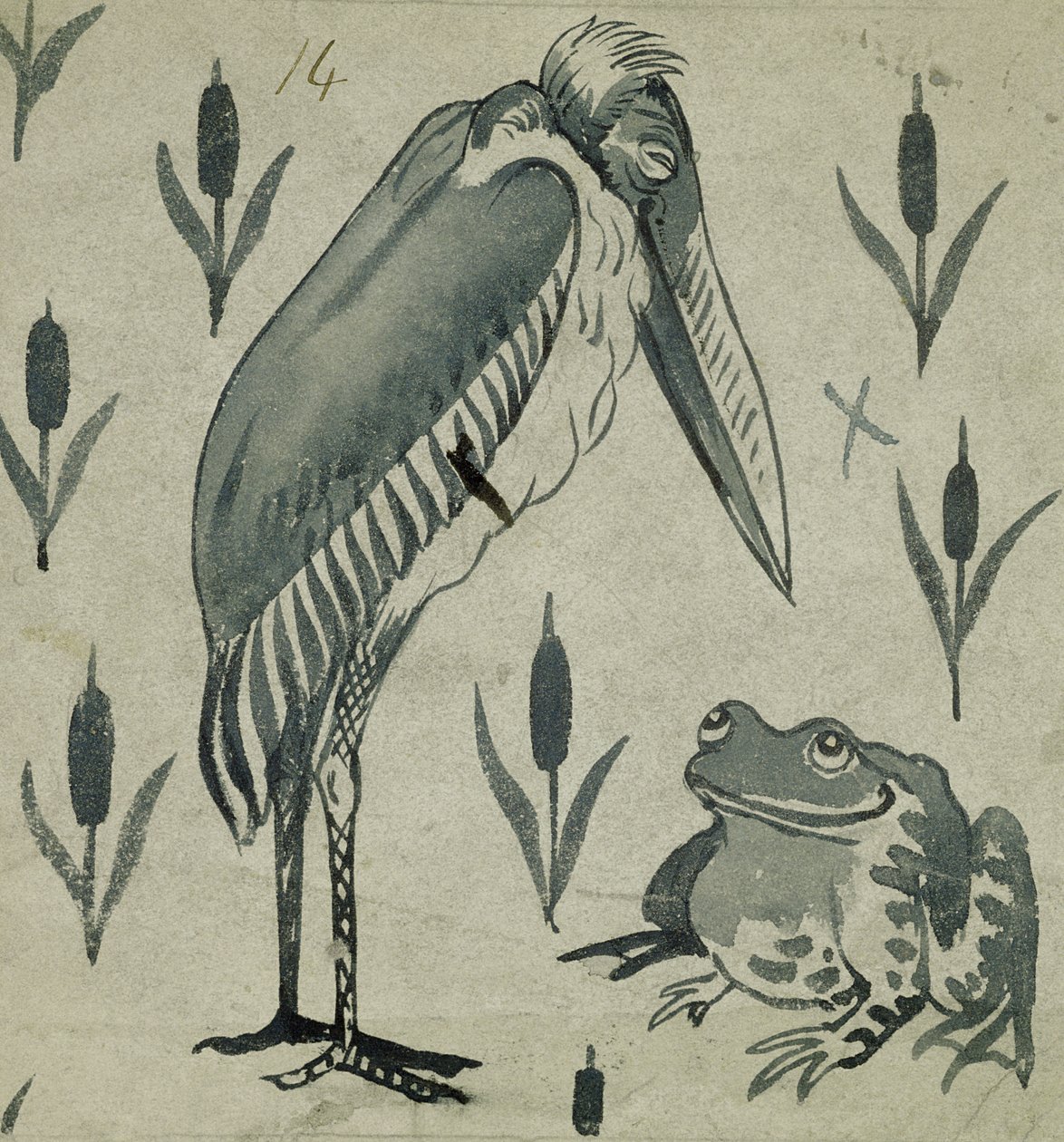 Un pellicano e una rana in conversazione da William de Morgan