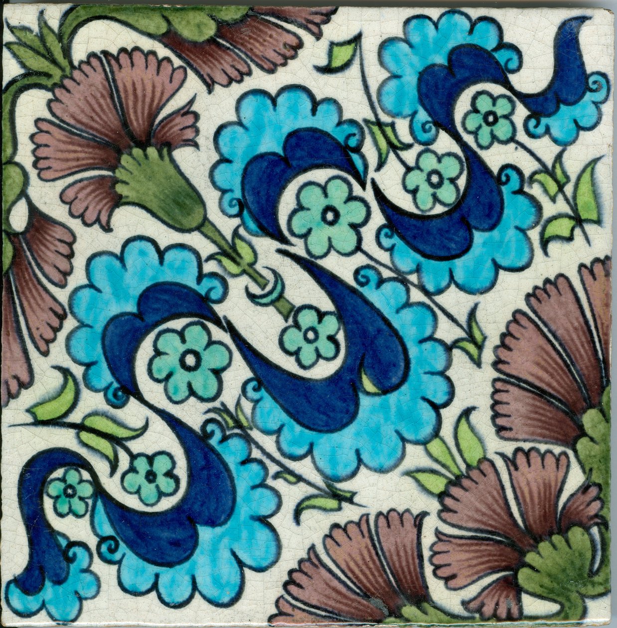 Piastrella con motivo di garofano (ceramica) da William de Morgan