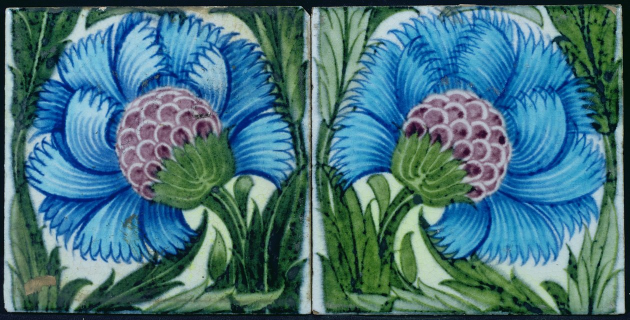 Piastrelle con disegno floreale in stile persiano da William de Morgan