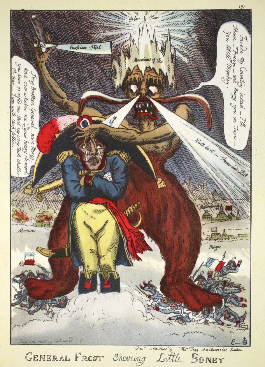 Il Generale Frost che Rade il Piccolo Boney, pub. Thomas Tegg, 1812 da William Elmes