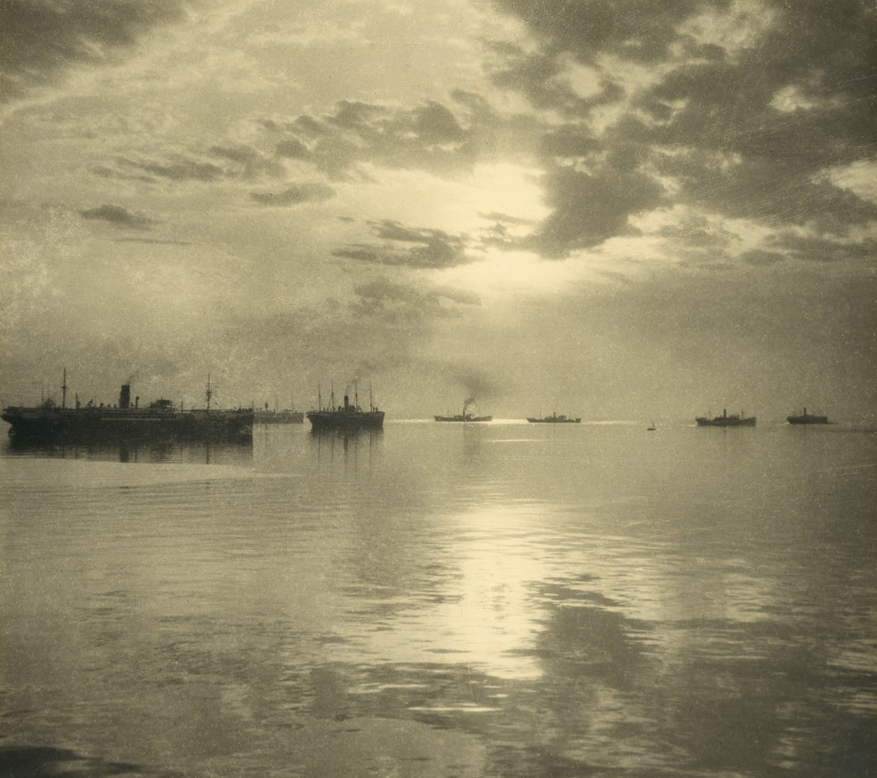 Le prime navi da trasporto che portano soldati australiani e neozelandesi, cavalli e rifornimenti alla Grande Guerra, partendo da Albany il 1 novembre 1914 da William Fell
